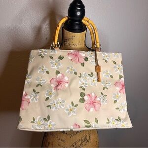 New Fossil Handbag Tote Resort Cottagecore Floral Vintage Summer Retro Bamboo
